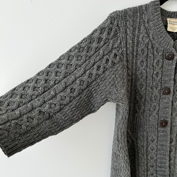 Kilronan Knitwear 100% Pure Merino Wool Gray Cardigan Made In Ireland - Picture 10 of 16